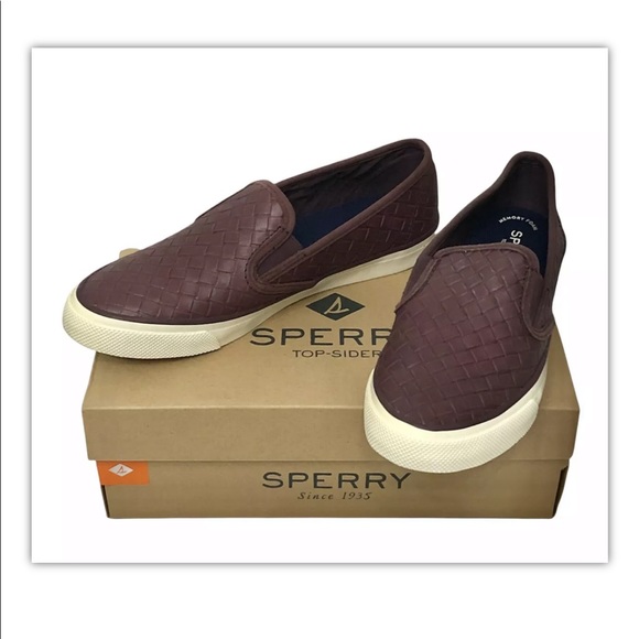 Sperry Shoes - Sperry Top-Sider Seaside Weave Women’s Size USA 8M Sneakers Shoes Slip On Wine